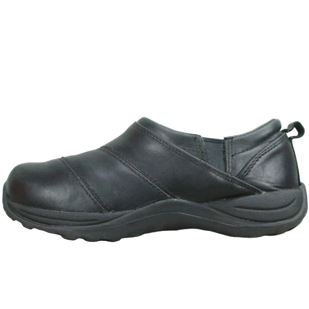 LL Bean Black Leather Slip-on Comfort Mocs Casual Shoes Size 7.5 M